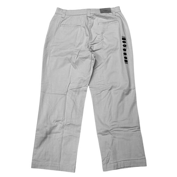 LL Bean Flannel Lined Pants Women Size 16P Petite Gray Chino Classic Fit Casual - Picture 2 of 11